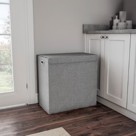 Hastings Home Double Laundry Hamper, Lid-Two-Sided Sorter and Removable Mesh Liner Bags with 2 Section Organizer 314908WJK
